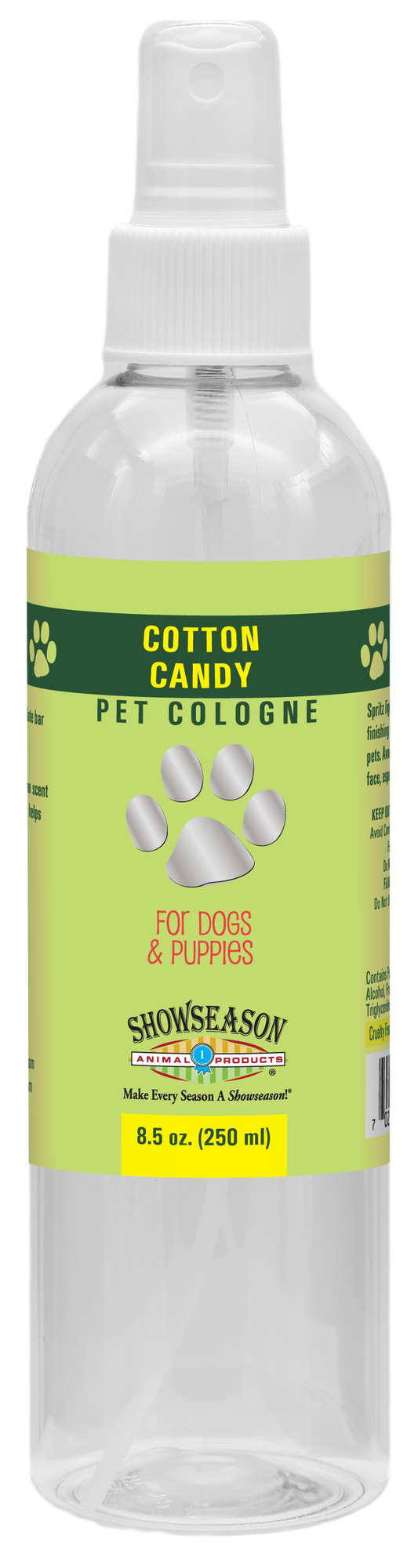 Cotton Candy Pet Cologne in 8.5 ounce pump spray bottle. 