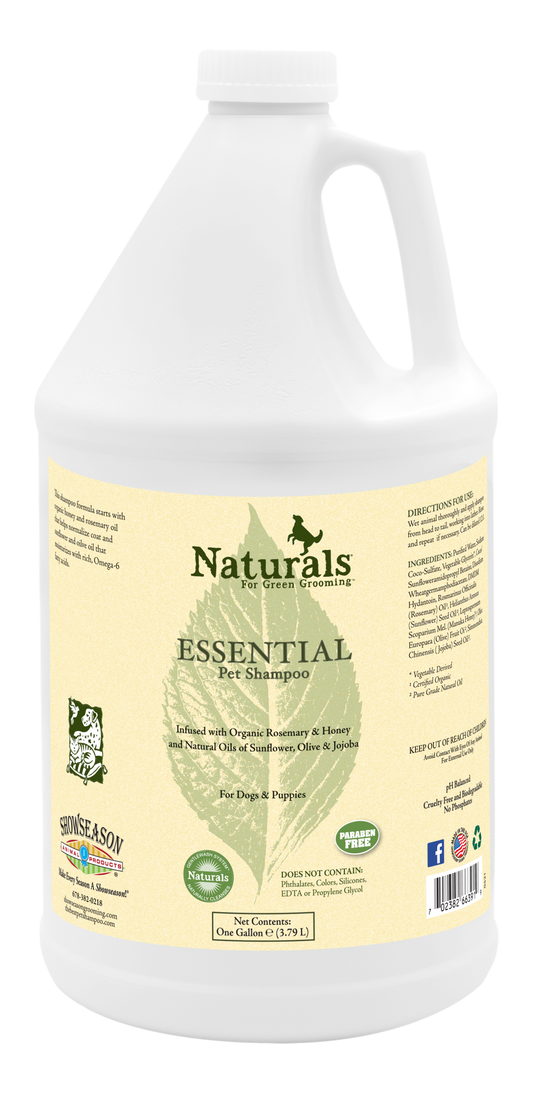 Naturals for Green Grooming Essential Pet Shampoo in one gallon bottle. 