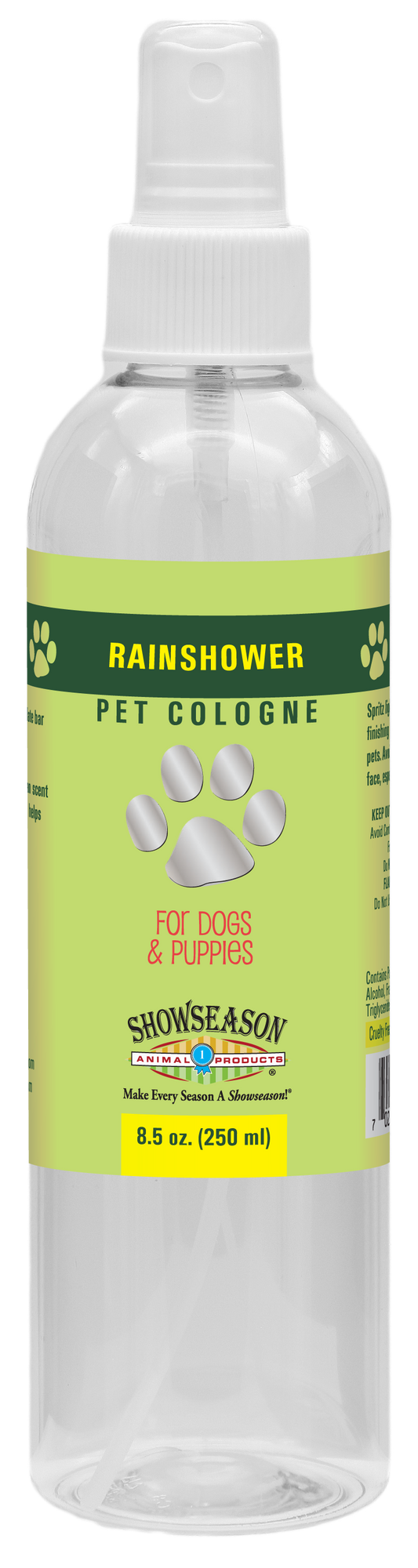 Showseason Rain Shower Pet Cologne in an 8.5 ounce bottle. 