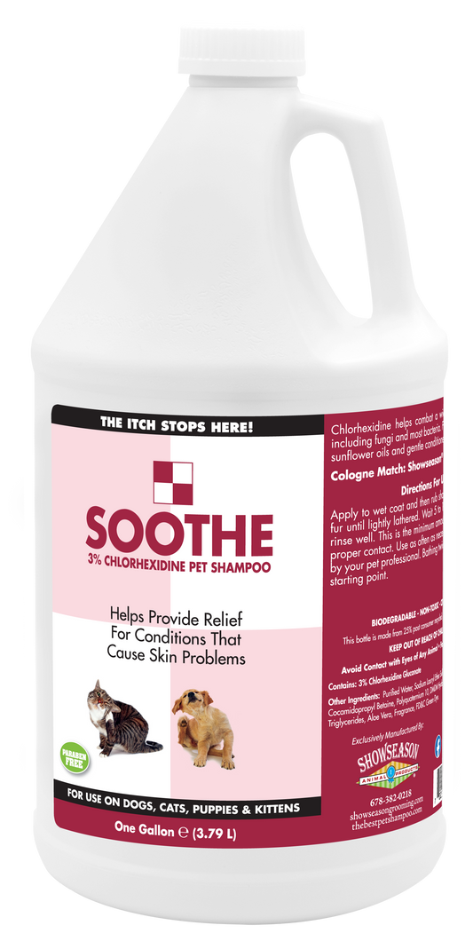 Soothe Pet Shampoo in 1 gallon bottle. 
