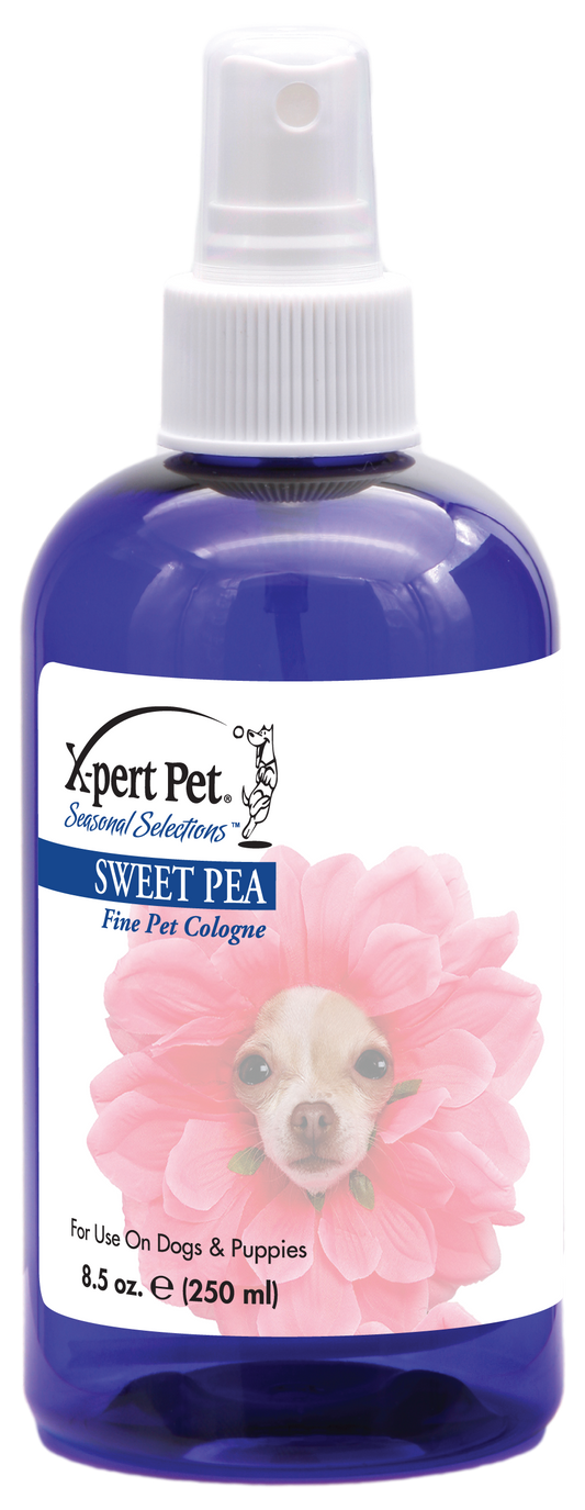 X-Pert Pet Seasonal Selections Sweet Pea Scent Fine Pet Cologne in 8.5 oz spray bottle. 