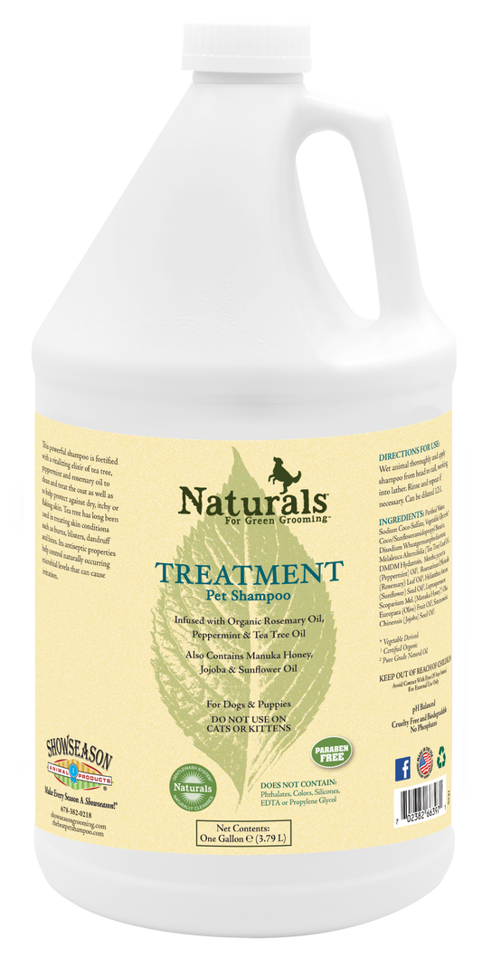 Naturals for Green Grooming Treatment Pet Shampoo in 1 gallon bottle. 